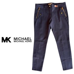 MICHAEL Michael Kors Navy Ankle Crop Pants with Gold Hardware